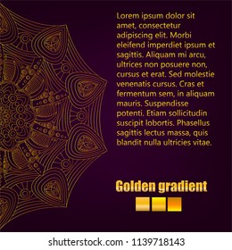 gold and indian pattern, golden gradient, vector graphics
