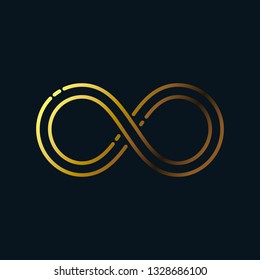 Gold infinity icon. Unlimited sign, logo isolated design. Vector illustration.