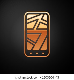 Gold Infographic of city map navigation icon isolated on black background. Mobile App Interface concept design. Geolacation concept.  Vector Illustration
