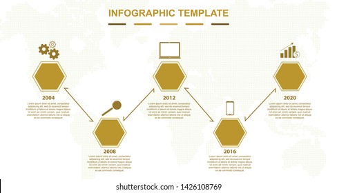 gold infographic template with 5 titles, Diagram with steps, business data presentation. Vector infographic. 