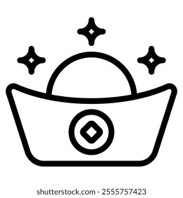 Gold Ingot Chinese New Year icon Illustration