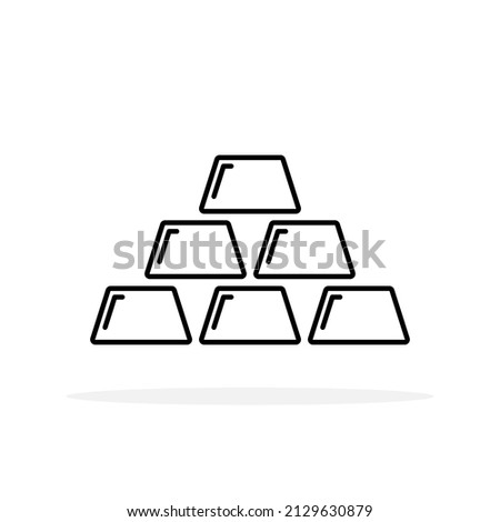 Gold ingot icon. Gold bars icon. Linear gold bars sign. Vector illustration.