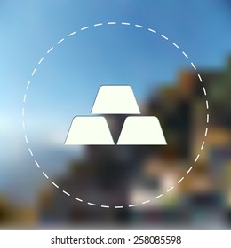 Gold ingot icon. Blurred background. Vector illustration.
