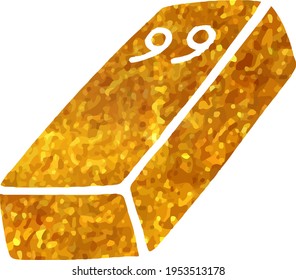 icono de lingot dorado en textura dorada. ilustración vectorial dibujada a mano