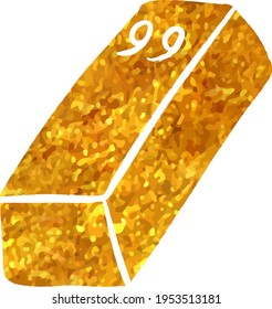 gold ingot icon in gold texture. hand drawn vector illustration