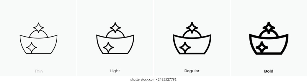 gold ingot icon. Thin, Light Regular And Bold style design isolated on white background