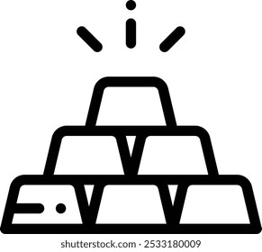 Icono de lingote de oro. Diseño De Estilo Lineal Delgado Aislado Sobre Fondo Blanco