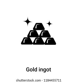 Gold ingot icon vector isolated on white background, logo concept of Gold ingot sign on transparent background, filled black symbol