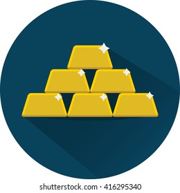 Gold Ingot. Vector flat icon