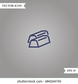 Gold ingot vector icon, illustration symbol