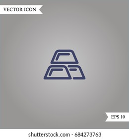 Gold ingot vector icon, illustration symbol