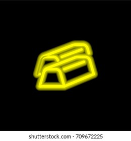 Gold ingot yellow glowing neon ui ux icon. Glowing sign logo vector