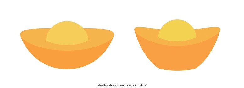 Conjunto de Ilustración vectorial plana yuanbao de lingote dorado.
Nuevo elemento lacrimógeno lunar chino.
El fondo blanco.