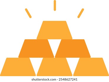 Gold Ingots Bar Icon Vector Flat Illustration
