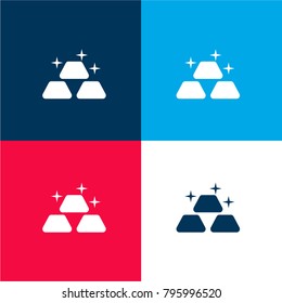 Gold ingots four color material and minimal icon logo set in red and blue