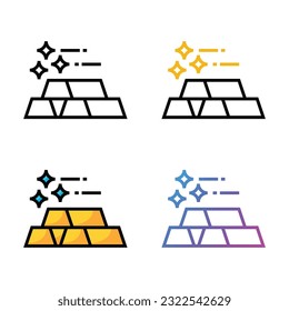 Gold ingots icon design in four variation color