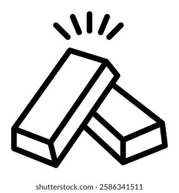 Gold ingots icon line style transparent