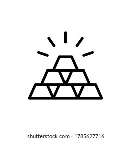 Icono de lingotes de oro. Línea simple, contorno de elementos vectoriales de iconos piratas para ui y ux, sitio web o aplicación móvil
