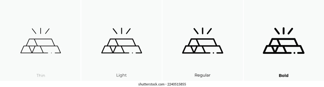 Gold Ingots Icon. Thin, hellrosa und feines Design einzeln auf weißem Hintergrund