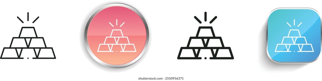 Gold Ingots icon. Thin Linear, Regular and Button Style Design Isolated On White Background