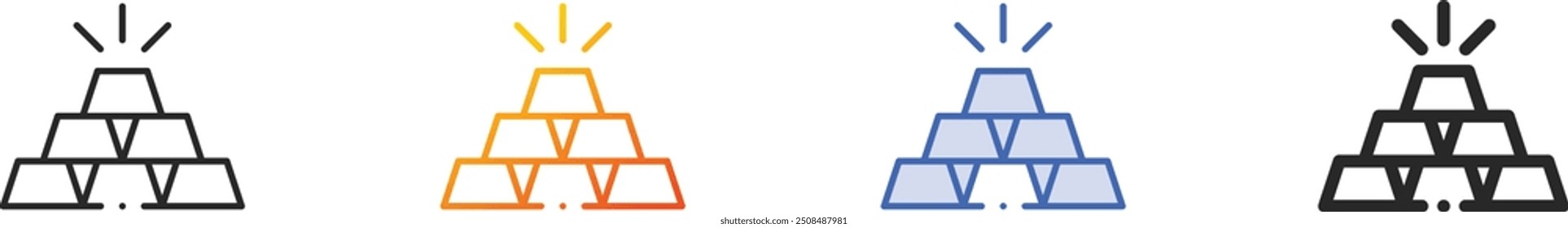 Gold Ingots icon.Thin Linear, Gradient, Blue Stroke and bold Style Design Isolated On White Background