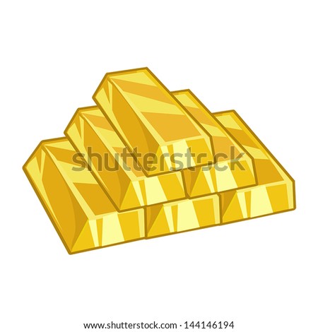 gold ingots isolated on white background