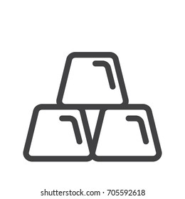 Gold ingots line icon, outline vector sign, linear style pictogram isolated on white. Symbol, logo illustration. Editable stroke. Pixel perfect graphics