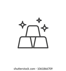 Gold Ingots outline icon. linear style sign for mobile concept and web design. Gold bar simple line vector icon. Symbol, logo illustration. Pixel perfect vector graphics
