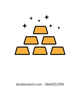 El oro ingiere el icono del vector de contorno. Icono de lingotes de oro de línea delgada