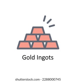 Iconos de contorno de vectores Gold Ingots. Material gráfico simple