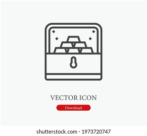 Gold ingots vector icon. Editable stroke. Symbol in Line Art Style for Design, Presentation, Website or Apps Elements. Pixel vector graphics - Vector