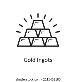 Gold Ingots Vector Outline Icon Design illustration. Banking and Payment Symbol on White background EPS 10 File