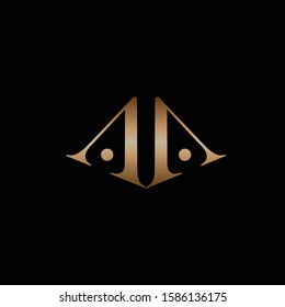 Gold initial letter aa uppercase modern logo design template elements. Gold letter Isolated on black background. Suitable for business, consulting group company.