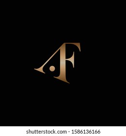 Gold initial letter af uppercase modern logo design template elements. Gold letter Isolated on black background. Suitable for business, consulting group company.