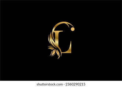 gold initial letter L logo design with beautiful leaf and flower ornaments. L Monograms. Typography L. golden feather logo. Suitable for business logos, companies, boutiques, beauty, etc