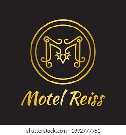 gold initial letter M logo design used for beauty brand.