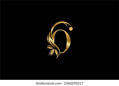 gold initial letter O logo design with beautiful leaf and flower ornaments. O Monograms. Typography O. golden feather logo. Suitable for business logos, companies, boutiques, beauty, etc