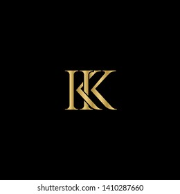 Gold initial letters K KK linked monogram logo vector. Business logo monogram with two overlap letters isolated on   background.