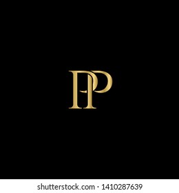 Gold initial letters P PP linked monogram logo vector. Business logo monogram with two overlap letters isolated on background.