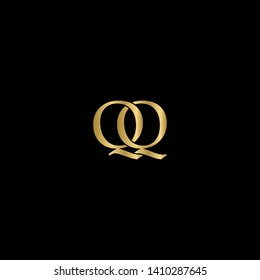 Gold initial letters Q QQ linked monogram logo vector. Business logo monogram with two overlap letters isolated on white background.