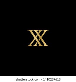 Gold initial letters X XX linked monogram logo vector. Business logo monogram with two overlap letters isolated on white background.