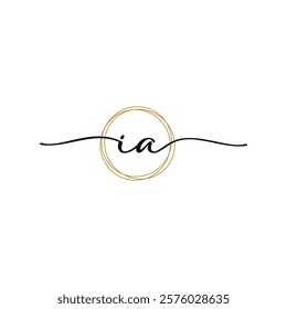 Gold I A Initial Script Letter Beauty Logo Template