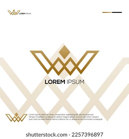 Gold with initials W luxury logo design ideas