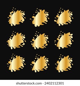 Gold ink blots set vector illustration