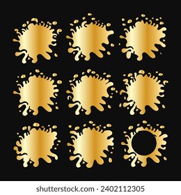 Gold ink blots set vector illustration