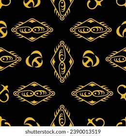 gold ink ethnic objects seamless pattern vector