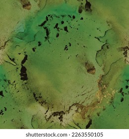 Peinture à encre dorée. Marbre D'Encre D'Alcool Doré. Motif Fluide Harmonieux. Foil Abstract Aquarelle. Marbre bleu Aquarelle. Arrière-Plan Marbre Vert. Arrière-Plan Encre D'Alcool Brillant. Image vectorielle Modèle Abstrait.