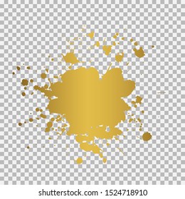 Gold ink splashes. Grunge splatters. Abstract background. Grunge text banners
