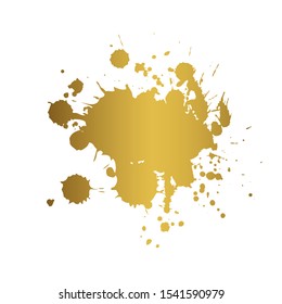 Gold ink splashes. Grunge splatters. Abstract background. Grunge text banners