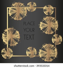 Gold ink strokes on a black background. Invitation card layout with enough space for text.